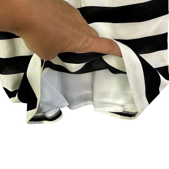 LOFT Striped Flare Dress, black & ivory, size 6 - Picture 9 of 12